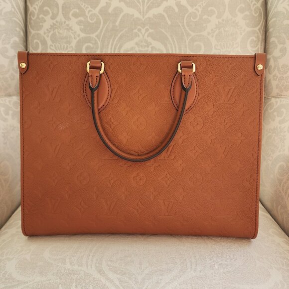 LOUIS VUITTON OnTheGo MM Monogram Empreinte Tote - Cognac Brown - New! - Picture 1 of 9